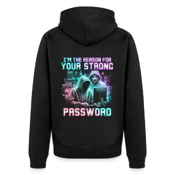 Penetrationstester Penetration Tester - Unisex Premium Bio Zip Hoodie - Schwarz - Hinten - Nico (187cm)