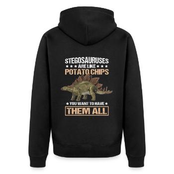 Stegosaurus Dinos Dinosaurier Geschenk - Unisex Premium Bio Zip Hoodie - Schwarz - Hinten - Nico (187cm)