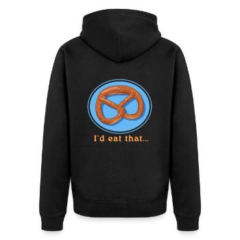 Brezel Brezeln Brezelliebhaber Geschenk - Unisex Premium Bio Zip Hoodie - Schwarz - Hinten - Nico (187cm)