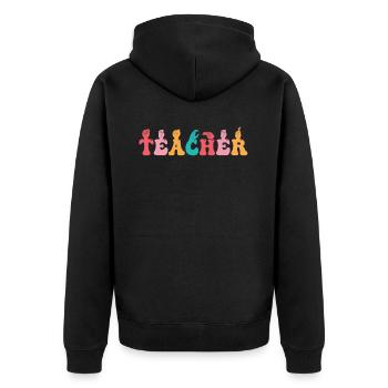 ASL Teacher American Sign Language - Unisex Premium Organic Zip Hoodie - black - Back - Nico (187cm)