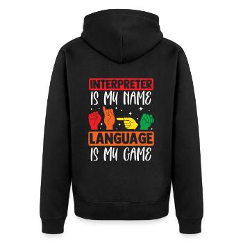 ASL Teacher American Sign Language - Unisex Premium Organic Zip Hoodie - black - Back - Nico (187cm)