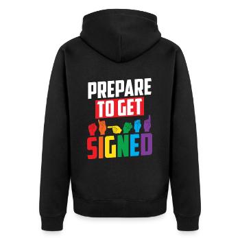 ASL Teacher American Sign Language - Unisex Premium Organic Zip Hoodie - black - Back - Nico (187cm)