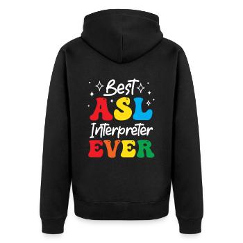 Asl-lehrer Amerikanische Zeichensprache - Unisex Premium Bio Zip Hoodie - Schwarz - Hinten - Nico (187cm)