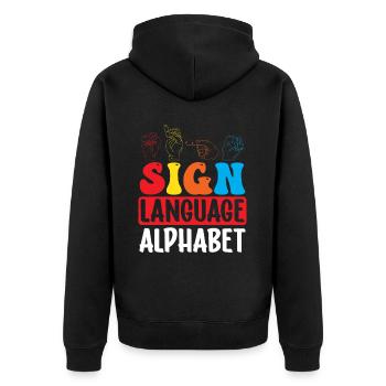 Professeur d’ASL Langue des signes américaine - Veste à capuche bio Premium Unisexe - noir - Dos - Nico (187cm)