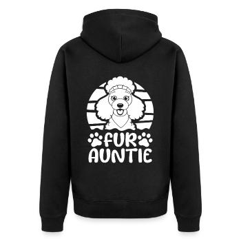 Pudel Hundetante Fur Auntie - Unisex Premium Bio Zip Hoodie - Schwarz - Hinten - Nico (187cm)