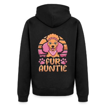Pudel Hundetante Fur Auntie - Unisex Premium Bio Zip Hoodie - Schwarz - Hinten - Nico (187cm)