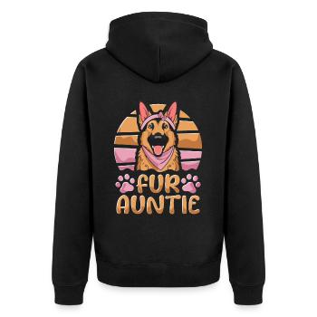 Schäferhund Hundetante Fur Auntie - Unisex Premium Bio Zip Hoodie - Schwarz - Hinten - Nico (187cm)