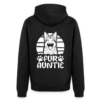 Schäferhund Hundetante Fur Auntie - Unisex Premium Bio Zip Hoodie - Schwarz - Hinten - Nico (187cm)