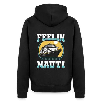 Kreuzfahrt Feeling Nauti - Unisex Premium Bio Zip Hoodie - Schwarz - Hinten - Nico (187cm)