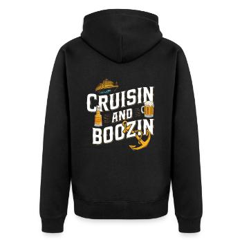 Kreuzfahrt - Unisex Premium Bio Zip Hoodie - Schwarz - Hinten - Nico (187cm)