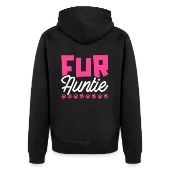 Katze Katzentante Fur Auntie - Unisex Premium Bio Zip Hoodie - Schwarz - Hinten - Nico (187cm)