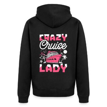 Kreuzfahrt - Unisex Premium Bio Zip Hoodie - Schwarz - Hinten - Nico (187cm)