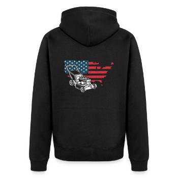 United States Flag America Landscaper - Unisex Premium Organic Zip Hoodie - black - Back - Nico (187cm)