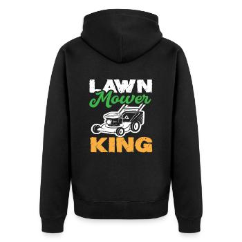 Landschaftsgärtner Rasen Mäher König - Unisex Premium Bio Zip Hoodie - Schwarz - Hinten - Nico (187cm)