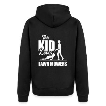 Landschaftsgärtner Kind Rasen Mähen - Unisex Premium Bio Zip Hoodie - Schwarz - Hinten - Nico (187cm)