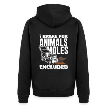 Landschaftsgärtner Rasen Mähen Maulwurf - Unisex Premium Bio Zip Hoodie - Schwarz - Hinten - Nico (187cm)