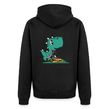 Landschaftsgärtner Dino - Unisex Premium Bio Zip Hoodie - Schwarz - Hinten - Nico (187cm)