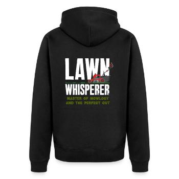 Landschaftsgärtner Rasen Flüsterer - Unisex Premium Bio Zip Hoodie - Schwarz - Hinten - Nico (187cm)