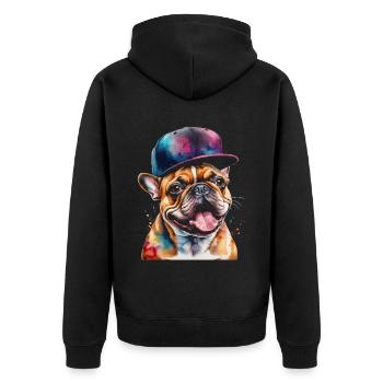 Bouledogue Français Snapback Cap Frenchie Dog - Veste à capuche bio Premium Unisexe - noir - Dos - Nico (187cm)