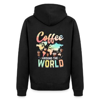 Le café dans le monde - Veste à capuche bio Premium Unisexe - noir - Dos - Nico (187cm)