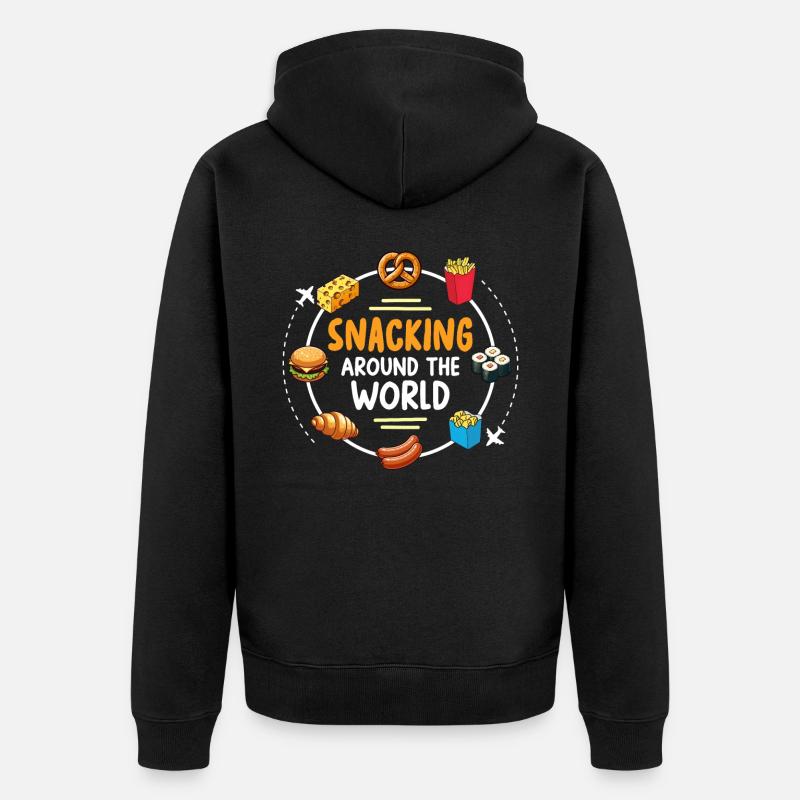 Snacking Around The World - Unisex Premium Bio Zip Hoodie - Schwarz
