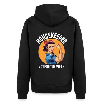 Femme de ménage pas pour les faibles - Veste à capuche bio Premium Unisexe - noir - Dos - Nico (187cm)