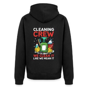 Cleaning Crew - Unisex Premium Bio Zip Hoodie - Schwarz - Hinten - Nico (187cm)