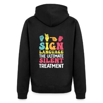 ASL Teacher American Sign Language - Unisex Premium Organic Zip Hoodie - black - Back - Nico (187cm)