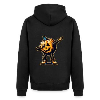 Dabbing Halloween Pumpkin Funny Dabbing Pumpkin - Unisex Premium Organic Zip Hoodie - black - Back - Nico (187cm)