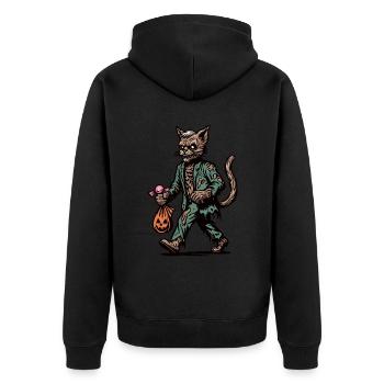 Chat zombie mort-vivant Halloween - Veste à capuche bio Premium Unisexe - noir - Dos - Nico (187cm)