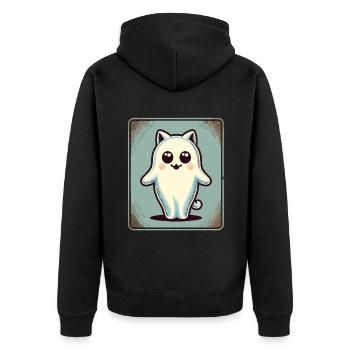 Niedliche Geister Katze Kawaii Geist Haustier - Unisex Premium Bio Zip Hoodie - Schwarz - Hinten - Nico (187cm)