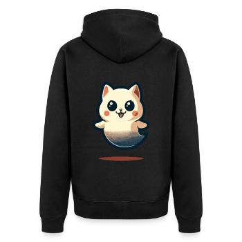 Mignon Fantômes Chat Kawaii Fantôme Animal de compagnie - Veste à capuche bio Premium Unisexe - noir - Dos - Nico (187cm)