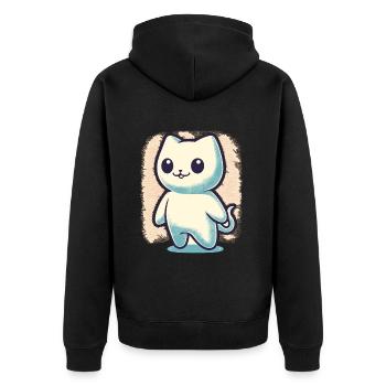 Niedliche Geister Katze Kawaii Geist Haustier - Unisex Premium Bio Zip Hoodie - Schwarz - Hinten - Nico (187cm)