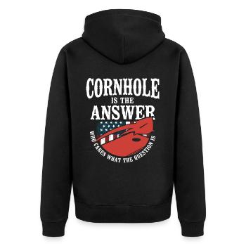 Cornhole Team Bean Bag Player - Unisex Premium Organic Zip Hoodie - black - Back - Nico (187cm)