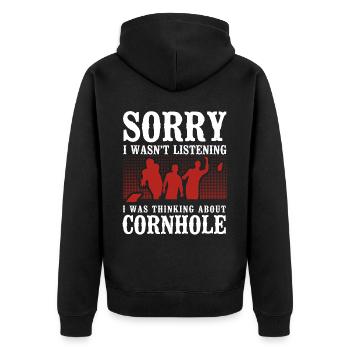 Joueur de sac de haricots de l’équipe Cornhole - Veste à capuche bio Premium Unisexe - noir - Dos - Nico (187cm)