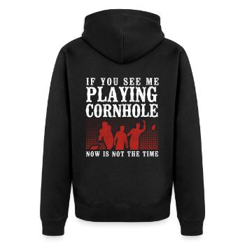 Joueur de sac de haricots de l’équipe Cornhole - Veste à capuche bio Premium Unisexe - noir - Dos - Nico (187cm)