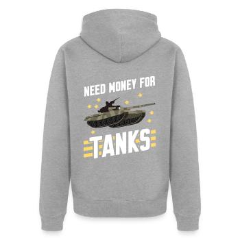 Tank Driver Combat Tank - Unisex Premium Organic Zip Hoodie - heather grey - Back - Nico (187cm)