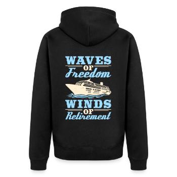 Kreuzfahrt Retired Retirement - Unisex Premium Bio Zip Hoodie - Schwarz - Hinten - Nico (187cm)