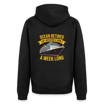 Kreuzfahrt Retired Retirement - Unisex Premium Bio Zip Hoodie - Schwarz - Hinten - Nico (187cm)