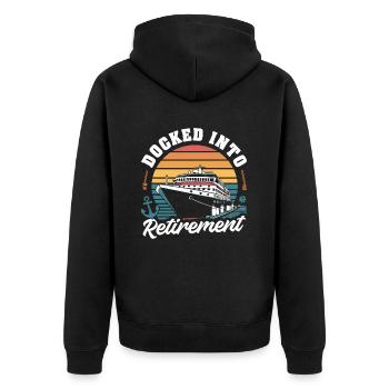Kreuzfahrt Retired Retirement - Unisex Premium Bio Zip Hoodie - Schwarz - Hinten - Nico (187cm)