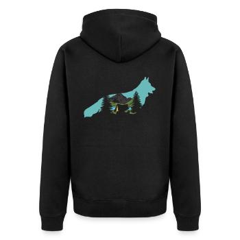 Shepherd Dog Leash German Shepherd - Unisex Premium Organic Zip Hoodie - black - Back - Nico (187cm)
