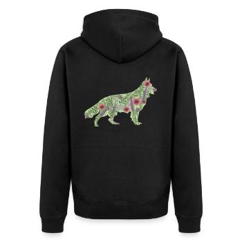 White Shepherd Dog Flowers - Unisex Premium Organic Zip Hoodie - black - Back - Nico (187cm)