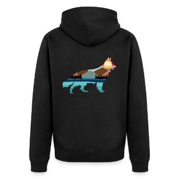 White Shepherd Dog Nature Outdoor - Unisex Premium Bio Zip Hoodie - Schwarz - Hinten - Nico (187cm)