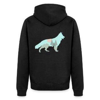 White Shepherd Dog Forest Outdoor - Unisex Premium Bio Zip Hoodie - Schwarz - Hinten - Nico (187cm)