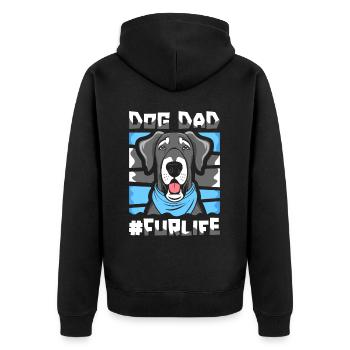 Deutsche Dogge Vater Dog Dad Fur Life - Unisex Premium Bio Zip Hoodie - Schwarz - Hinten - Nico (187cm)