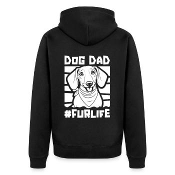 Dackel Dachshund Dog Dad Fur Life - Unisex Premium Bio Zip Hoodie - Schwarz - Hinten - Nico (187cm)