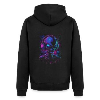 Alien DJ Alien Festival with Headphones UFO - Unisex Premium Organic Zip Hoodie - black - Back - Nico (187cm)