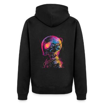 DJ Alien Alien with Headphones Festival UFO - Unisex Premium Organic Zip Hoodie - black - Back - Nico (187cm)
