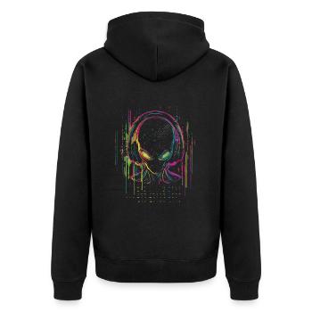 Festival DJ Alien with Headphones Alien UFO - Unisex Premium Organic Zip Hoodie - black - Back - Nico (187cm)