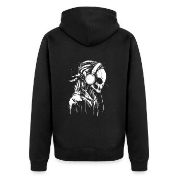 Alien festival DJ Alien with headphones UFO - Unisex Premium Organic Zip Hoodie - black - Back - Nico (187cm)